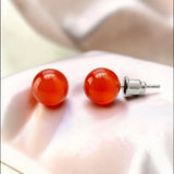 Puces d'Oreilles Cornaline ORBA® – boule 8 mm, acier argenté