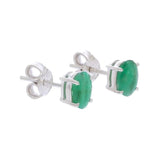 Clous d'Oreilles Émeraude Ovale Facettée 7 x 5 mm, Argent 925 Rhodié (Nekkar)