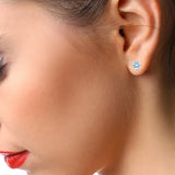 Puces d'Oreilles Aigue-Marine Facettée 4 mm, Argent 925 (Talitha)