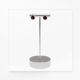 Puces d'Oreilles Grenat Rouge Facetté 4 mm, Argent 925 (Tarazed)