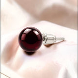 Puces d'Oreilles Grenat Rouge ORBA® – boule 8 mm, acier argenté