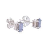 Clous d'Oreilles Labradorite Ovale Facettée 7 x 5 mm, Argent 925 (Lesath)