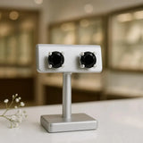 Puces d'Oreilles Onyx Noir Facetté 4 mm, Argent 925 (Sheratan)