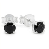 Puces d'Oreilles Onyx Noir Facetté 4 mm, Argent 925 (Sheratan)