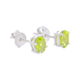 Clous d'Oreilles Péridot Ovale Facetté 7 x 5 mm, Argent 925 Rhodié (Alrescha)