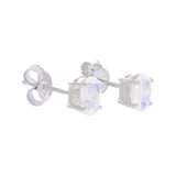 Clous d'Oreilles Pierre de Lune Ovale Facettée 7 x 5 mm, Argent 925 (Taygète)