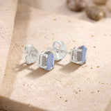 Clous d'Oreilles Labradorite Ovale Facettée 7 x 5 mm, Argent 925 (Lesath)