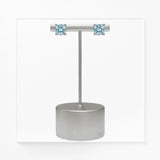 Puces d'Oreilles Aigue-Marine Facettée 4 mm, Argent 925 (Talitha)