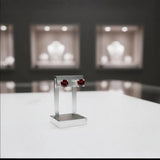 Puces d'Oreilles Grenat Rouge Facetté 4 mm, Argent 925 (Tarazed)