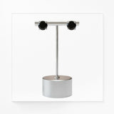 Puces d'Oreilles Onyx Noir Facetté 4 mm, Argent 925 (Sheratan)