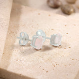 Clous d'Oreilles Quartz Rose Ovale Facetté 7 x 5 mm, Argent 925 (Mirach)