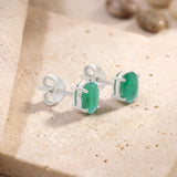 Clous d'Oreilles Émeraude Ovale Facettée 7 x 5 mm, Argent 925 Rhodié (Nekkar)