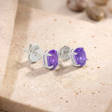 Clous d'Oreilles Pierre Violette, Améthyste Ovale Facettée 7 x 5 mm (Muphrid)
