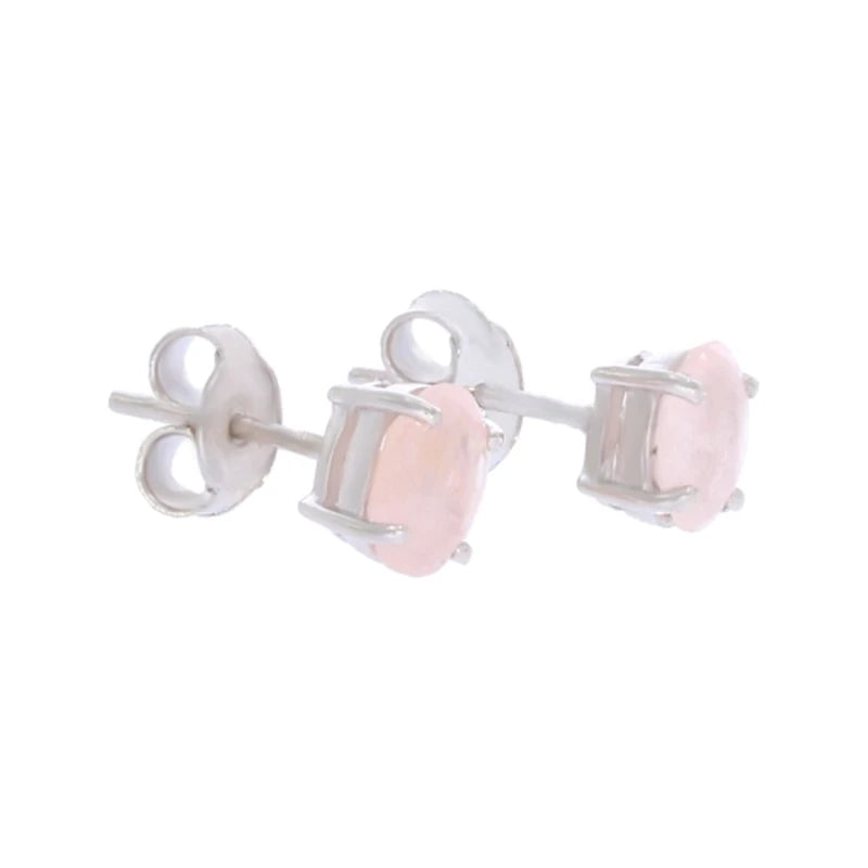 Paire de boucles d'oreilles quartz rose Mirach sur fond blanc, argent 925 rhodié
