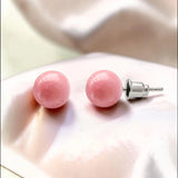 Puces d'Oreilles Rhodonite ORBA® – boule 8 mm, acier argenté