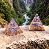 Pyramide Orgonite Arbre de Vie Améthyste en Pierre Naturelle, Sérénité et Élévation Spirituelle