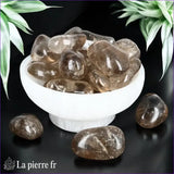 pierres roulées en Quartz Fumé naturel du Brésil. Idéal pour lithothérapie, ancrage et protection. Apporte calme émotionnel et dissipe les énergies négatives.