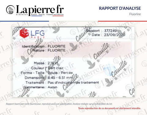 Rapport d'analyse des perles en fluorine, La Pierre FR