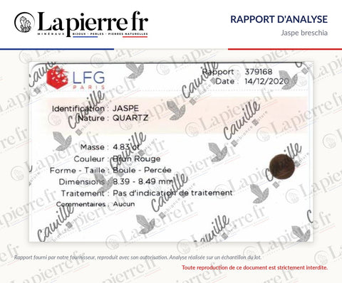 Rapport d'analyse des perles en jaspe breschia, La Pierre FR