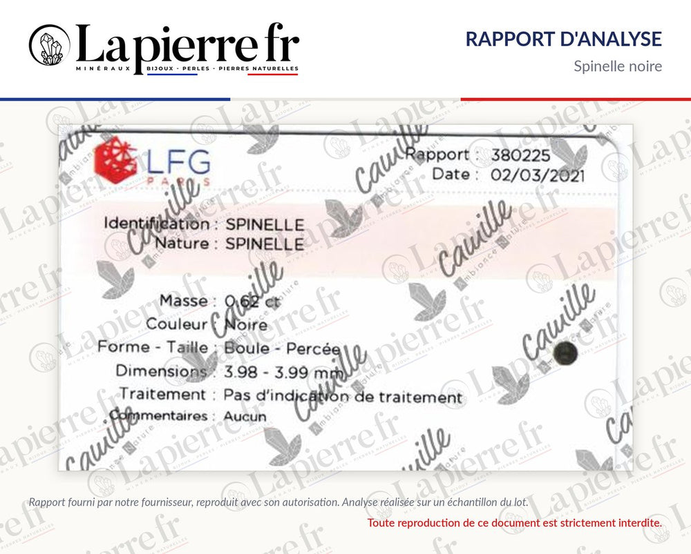 Rapport d'analyse des perles en spinelle noire, La Pierre FR