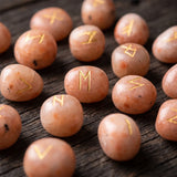 Runes en Pierre de Soleil Orange, Véritable Pierre 100 % Naturelle