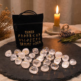Jeu de Runes en Cristal de Roche, Pierre Transparente 100 % Naturelle