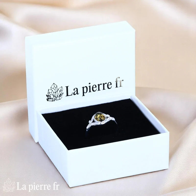 Bague véritable ambre verte
