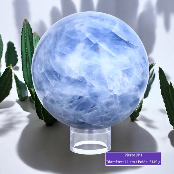 Sphère en Calcite Bleue