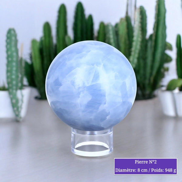 Sphère en Calcite Bleue