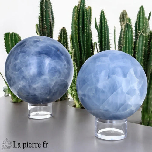 Sphère Calcite Bleue, boule en pierre bleue naturelle