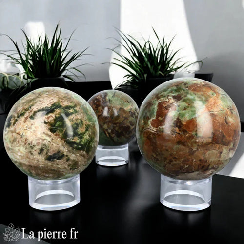 Sphère Chrysoprase, boule en pierre vert pomme naturelle