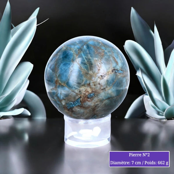 Sphère en Apatite Bleue
