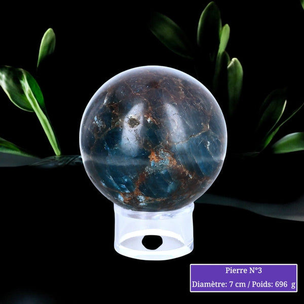 Sphère en Apatite Bleue