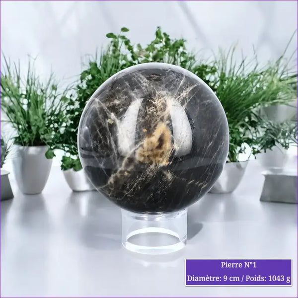 Sphère en Pierre de Lune Noire (Microcline) minéraux
