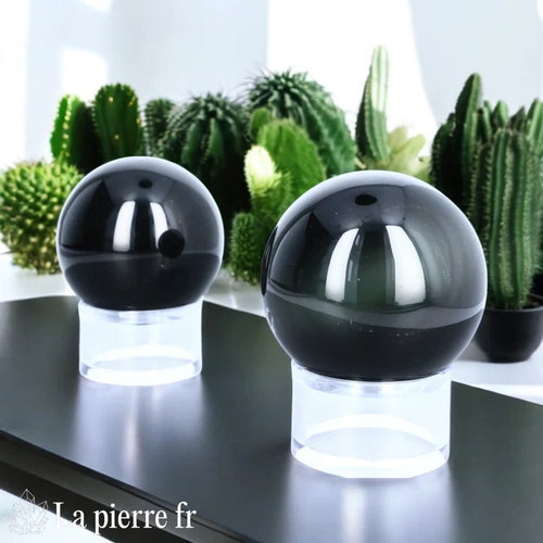 Sphère Obsidienne Œil Céleste, Boule en Pierre Arc-en-Ciel avec Socle