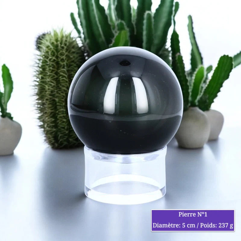 Sphère d'Obsidienne Œil Céleste, boule en pierre naturelle aux reflets arc-en-ciel pour lithothérapie