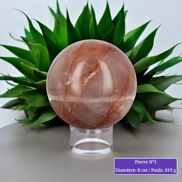 Sphère en Quartz Hématoïde rouge - Boule en pierre naturelle