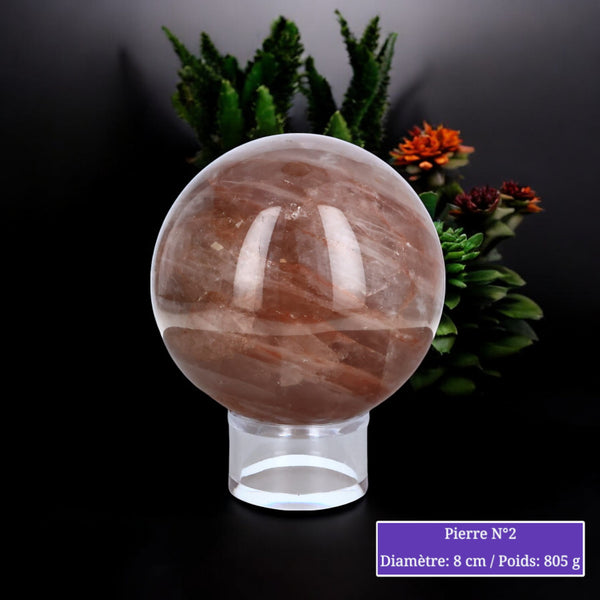 Sphère en Quartz Hématoïde rouge - Boule en pierre naturelle