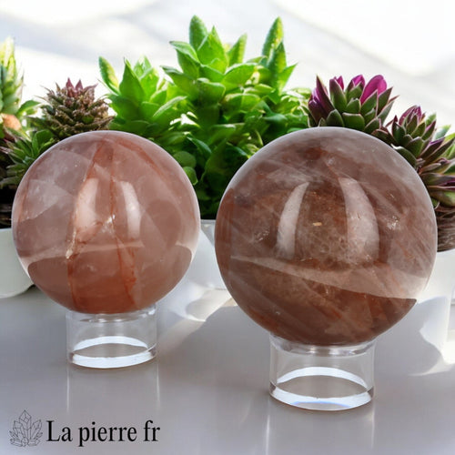 Sphère Quartz Hématoïde, boule en pierre rouge naturelle