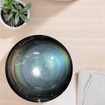 Sphère en obsidienne œil céleste – La Pierre FR, pierre naturelle de protection et d’introspection en lithothérapie.