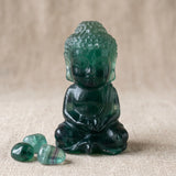 Bouddha Zen en Fluorite Verte, Pierre Naturelle 10 cm