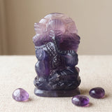 Statue Ganesh en Fluorite Violette, Pierre Naturelle 10 cm