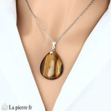 Pendentif Oeil de Tigre, bijou de protection, lithothérapie, cadeau