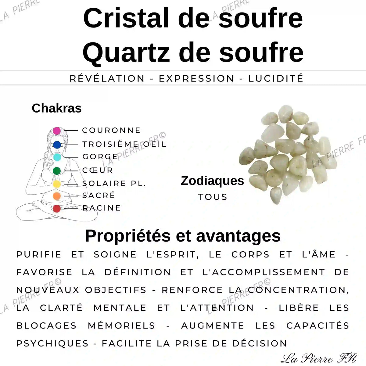 Quartz avec Soufre (Brésil) - Lot de 4 Pierres Roulées (2-3cm)