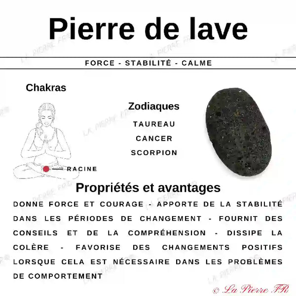 Bracelet Cuir 2 Rangs et 5 Perles Pierre de Lave