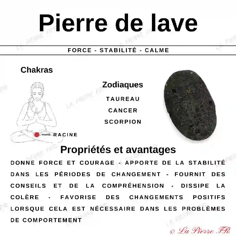 Bracelet Cuir 2 Rangs et 5 Perles Pierre de Lave bracelet