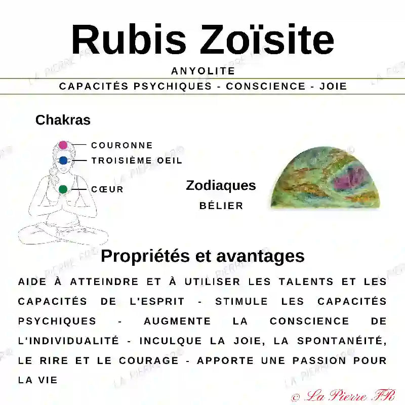 Rubis-Zoïsite en Galet Plat – Pierre de Sagesse