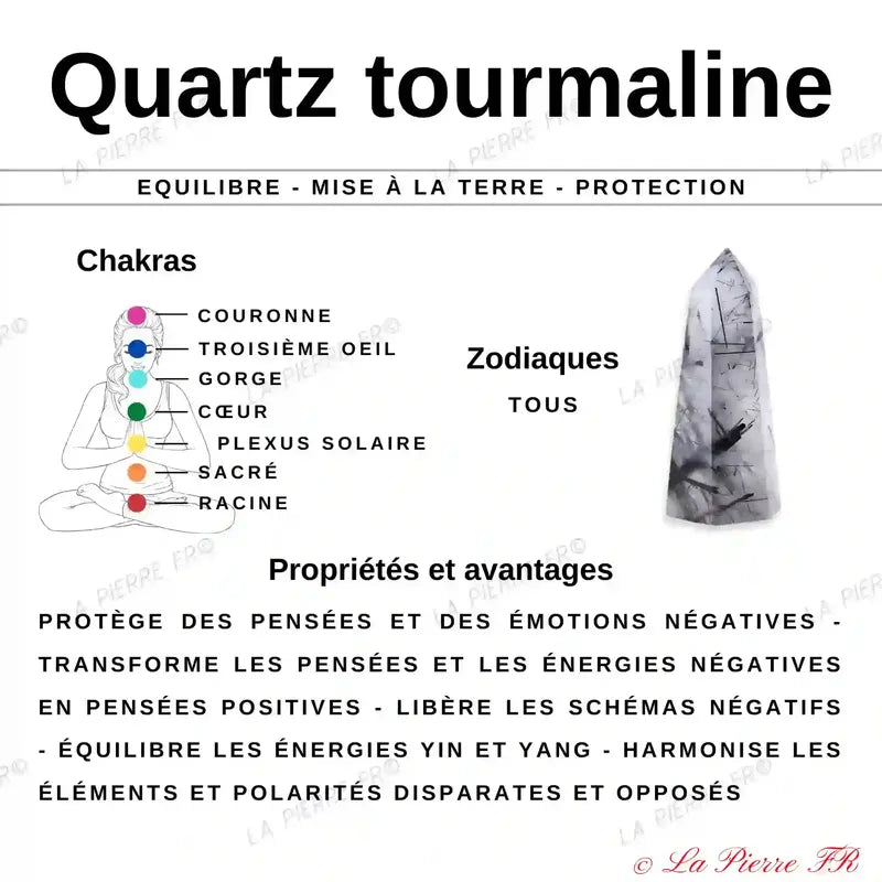 Perles Quartz à Tourmaline Noire en pierre naturelle - Qualité AAA