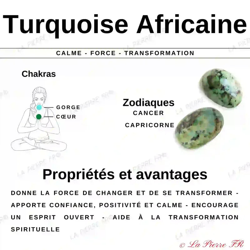 Perles Turquoise Africaine en pierre naturelle - Qualité AAA perle métaphysique guide africain turquoise chakras